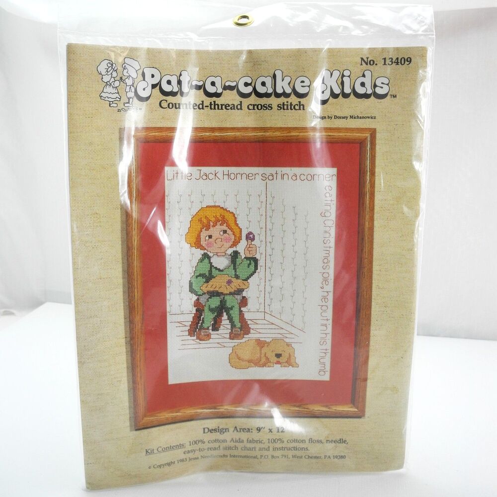 Vintage Pat-a-Cake Kids Cross Stitch Kit Little Jack Horner Nursery 13409 Sealed
